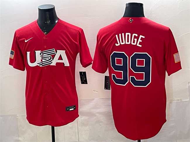 Men's USA #99 Aaron Judge Red World Baseball Classic Stitched Jersey,We sell and wholesale Men's USA #99 Aaron Judge Red World Baseball Classic Stitched Jersey on line form chian!