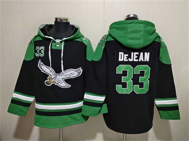 Men's Philadelphia Eagles #33 Cooper DeJean Black Ageless Must-Have Lace-Up Pullover Hoodie,We sell and wholesale Men's Philadelphia Eagles #33 Cooper DeJean Black Ageless Must-Have Lace-Up Pullover Hoodie on line form chian!