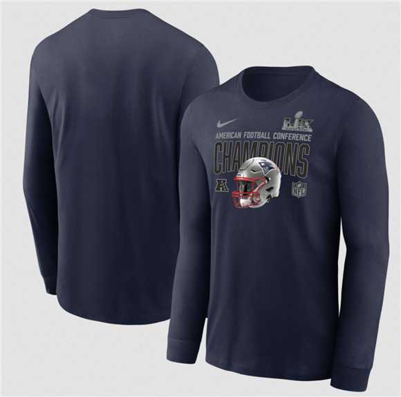 Men's New England Patriots Navy 2025 AFC Champions Glory Shield Long Sleeve T-Shirt,We sell and wholesale Men's New England Patriots Navy 2025 AFC Champions Glory Shield Long Sleeve T-Shirt on line form chian!