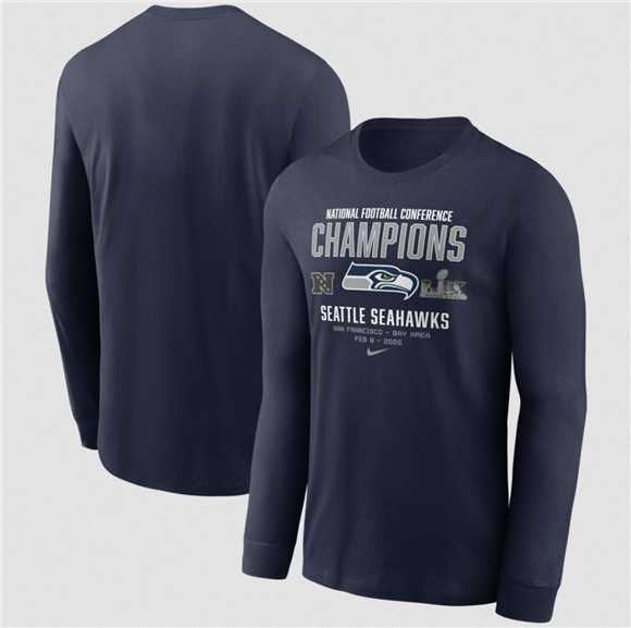 Men's Seattle Seahawks College Navy 2025 NFC Champions Team Nation Long Sleeve T-Shirt,We sell and wholesale Men's Seattle Seahawks College Navy 2025 NFC Champions Team Nation Long Sleeve T-Shirt on line form chian!