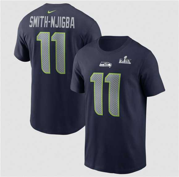 Men's Seattle Seahawks #11 Jaxon Smith-Njigba College Navy 2025 Super Bowl LX Patch Name & Number T-Shirt,We sell and wholesale Men's Seattle Seahawks #11 Jaxon Smith-Njigba College Navy 2025 Super Bowl LX Patch Name & Number T-Shirt on line form chian!