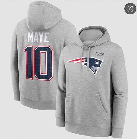 Men's New England Patriots #10 Drake Maye Heather Gray 2025 Super Bowl LX Patch Name & Number Hoodie,We sell and wholesale Men's New England Patriots #10 Drake Maye Heather Gray 2025 Super Bowl LX Patch Name & Number Hoodie on line form chian!