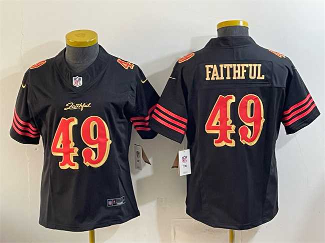 Women's San Francisco 49ers #49 Faithful Black 2025 F.U.S.E. 'Rivalries' Vapor Limited Stitched Jersey,We sell and wholesale Women's San Francisco 49ers #49 Faithful Black 2025 F.U.S.E. 'Rivalries' Vapor Limited Stitched Jersey on line form chian!