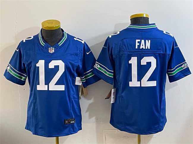 Women's Seattle Seahawks #12 Fan Royal 2024 F.U.S.E Throwback Vapor Limited Stitched Jersey,We sell and wholesale Women's Seattle Seahawks #12 Fan Royal 2024 F.U.S.E Throwback Vapor Limited Stitched Jersey on line form chian!