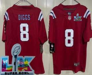 Youth New England Patriots #8 Stefon Diggs Limited Red Super Bowl LX Vapor Jersey,We sell and wholesale Youth New England Patriots #8 Stefon Diggs Limited Red Super Bowl LX Vapor Jersey on line form chian!