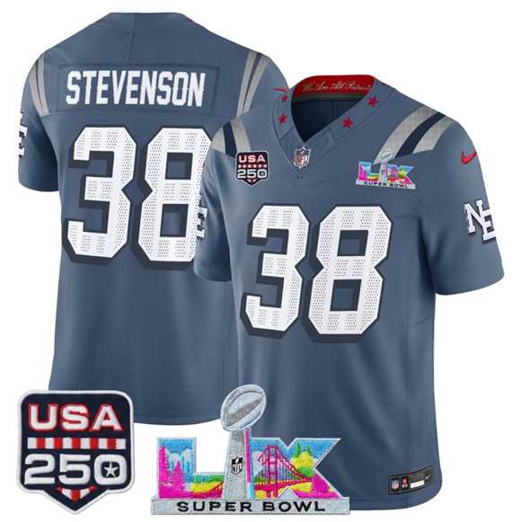 Men's New England Patriots #38 Rhamondre Stevenson Storm Blue 2025 F.U.S.E. Super Bowl LX & USA 250' Patch 'Rivalries' Vapor Limited Stitched Jersey,We sell and wholesale Men's New England Patriots #38 Rhamondre Stevenson Storm Blue 2025 F.U.S.E. Super Bowl LX & USA 250' Patch 'Rivalries' Vapor Limited Stitched Jersey on line form chian!