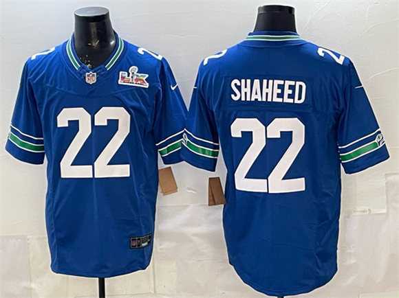 Men's Seattle Seahawks #22 Rashid Shaheed Royal 2025 F.U.S.E. Super Bowl LX Patch Vapor Throwback Limited Stitched Jersey,We sell and wholesale Men's Seattle Seahawks #22 Rashid Shaheed Royal 2025 F.U.S.E. Super Bowl LX Patch Vapor Throwback Limited Stitched Jersey on line form chian!