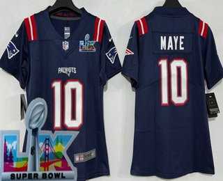 Women's New England Patriots #10 Drake Maye Limited Navy Super Bowl LX Vapor Jersey,We sell and wholesale Women's New England Patriots #10 Drake Maye Limited Navy Super Bowl LX Vapor Jersey on line form chian!
