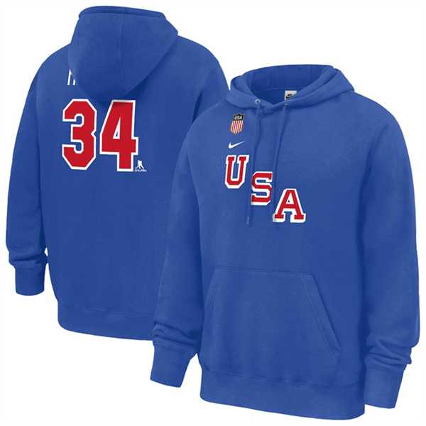 Men's US Hockey #34 Auston Matthews Royal 2026 Name & Number Hoodie,We sell and wholesale Men's US Hockey #34 Auston Matthews Royal 2026 Name & Number Hoodie on line form chian!