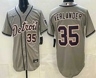 Men's Detroit Tigers #35 Justin Verlander Grey Number Cool Base Jersey,We sell and wholesale Men's Detroit Tigers #35 Justin Verlander Grey Number Cool Base Jersey on line form chian!