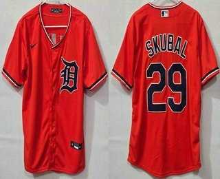 Men's Detroit Tigers #29 Tarik Skubal Orange Cool Base Jersey,We sell and wholesale Men's Detroit Tigers #29 Tarik Skubal Orange Cool Base Jersey on line form chian!