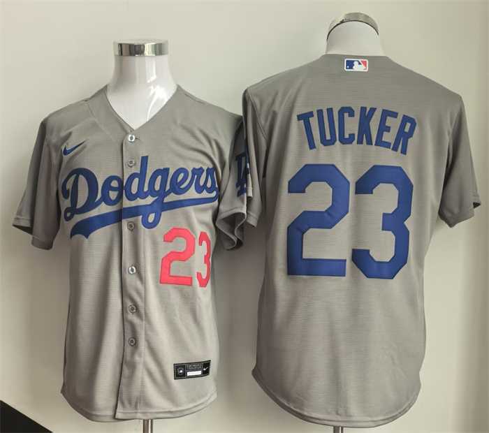 Men's Los Angeles Dodgers #23 Kyle Tucker Grey Cool Base Limited Stitched Jersey,We sell and wholesale Men's Los Angeles Dodgers #23 Kyle Tucker Grey Cool Base Limited Stitched Jersey on line form chian!