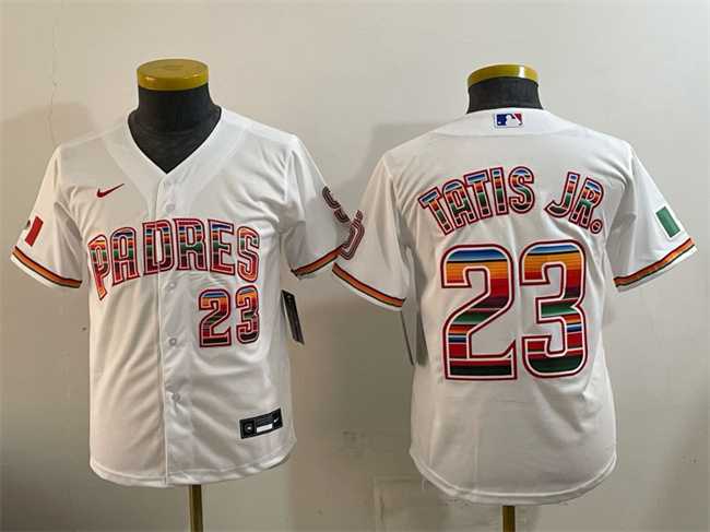 Youth San Diego Padres #23 Fernando Tatis Jr. White Mexico Cool Base Stitched Jersey,We sell and wholesale Youth San Diego Padres #23 Fernando Tatis Jr. White Mexico Cool Base Stitched Jersey on line form chian!