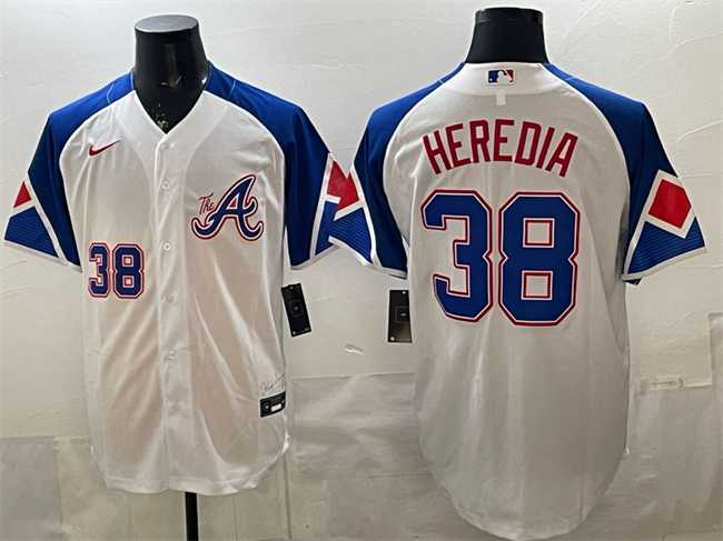 Men's Atlanta Braves #38 Guillermo Heredia White 2023 City Connect Cool Base Stitched Jersey,We sell and wholesale Men's Atlanta Braves #38 Guillermo Heredia White 2023 City Connect Cool Base Stitched Jersey on line form chian!