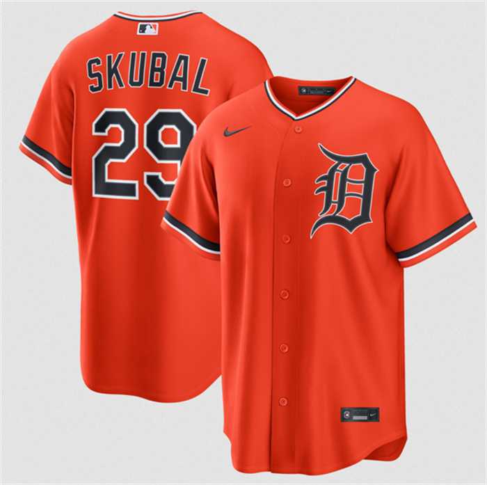 Men's Detroit Tigers #29 Tarik Skubal Orange Alternate Stitched Jersey Dzhi,We sell and wholesale Men's Detroit Tigers #29 Tarik Skubal Orange Alternate Stitched Jersey Dzhi on line form chian!