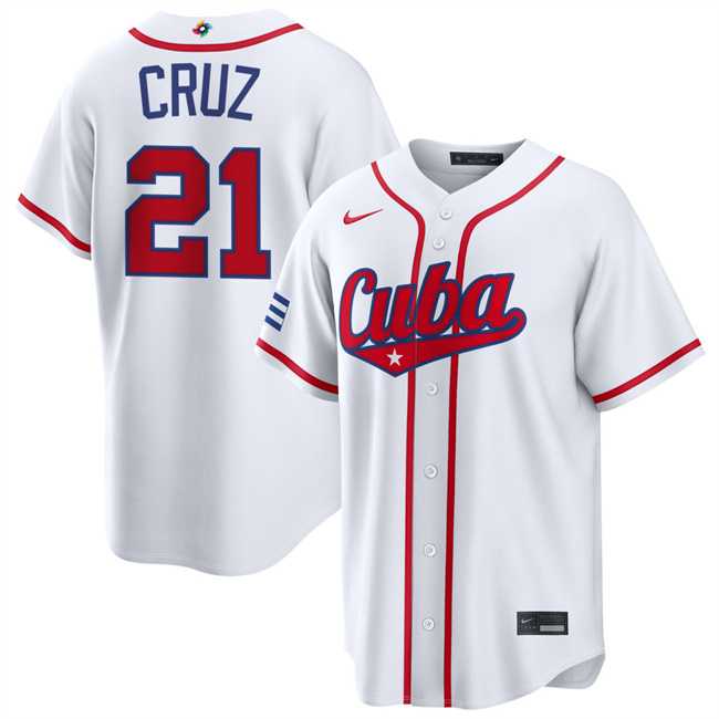 Men's Cuba Baseball #21 Naykel Cruz White 2026 World Baseball Classic Home Stadium Stitched Jersey,We sell and wholesale Men's Cuba Baseball #21 Naykel Cruz White 2026 World Baseball Classic Home Stadium Stitched Jersey on line form chian!