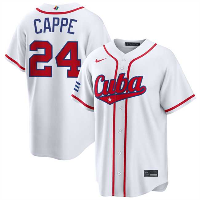 Men's Cuba Baseball #24 Yiddi Cappe White 2026 World Baseball Classic Home Stadium Stitched Jersey,We sell and wholesale Men's Cuba Baseball #24 Yiddi Cappe White 2026 World Baseball Classic Home Stadium Stitched Jersey on line form chian!