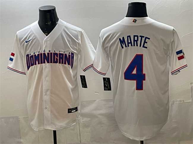 Men's Dominican Republic Baseball #4 Ketel Marte White 2026 World Baseball Classic Home Stadium Stitched Jerseys,We sell and wholesale Men's Dominican Republic Baseball #4 Ketel Marte White 2026 World Baseball Classic Home Stadium Stitched Jerseys on line form chian!