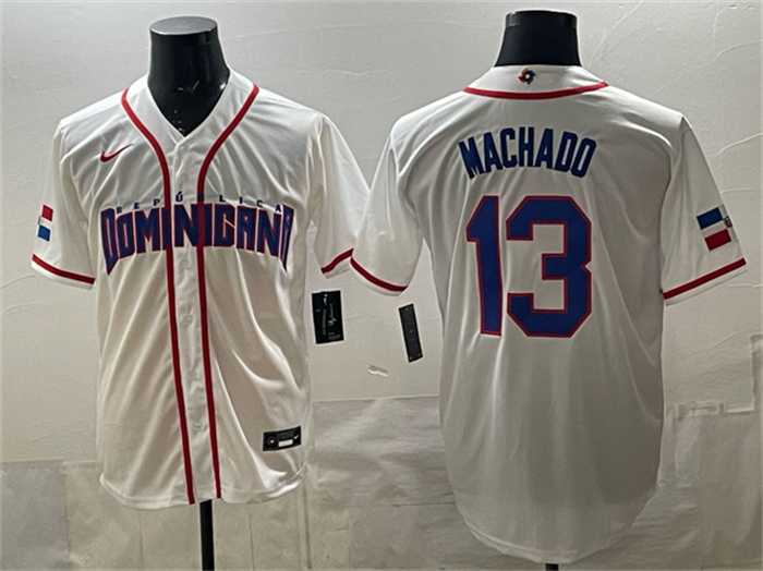 Men's Dominican Republic Baseball #13 Manny Machado White 2026 World Baseball Classic Home Stadium Stitched Jersey,We sell and wholesale Men's Dominican Republic Baseball #13 Manny Machado White 2026 World Baseball Classic Home Stadium Stitched Jersey on line form chian!