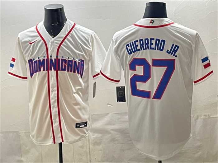 Men's Dominican Republic Baseball #27 Vladimir Guerrero Jr. White 2026 World Baseball Classic Home Stadium Stitched Jersey,We sell and wholesale Men's Dominican Republic Baseball #27 Vladimir Guerrero Jr. White 2026 World Baseball Classic Home Stadium Stitched Jersey on line form chian!