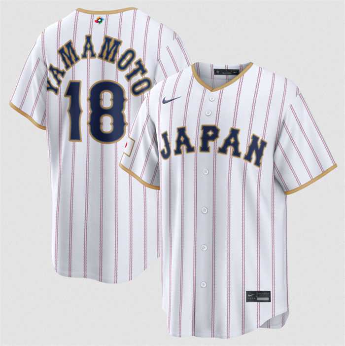 Men's Japan Baseball #18 Yoshinobu Yamamoto White 2026 World Baseball Classic Home Stadium Stitched Jersey,We sell and wholesale Men's Japan Baseball #18 Yoshinobu Yamamoto White 2026 World Baseball Classic Home Stadium Stitched Jersey on line form chian!