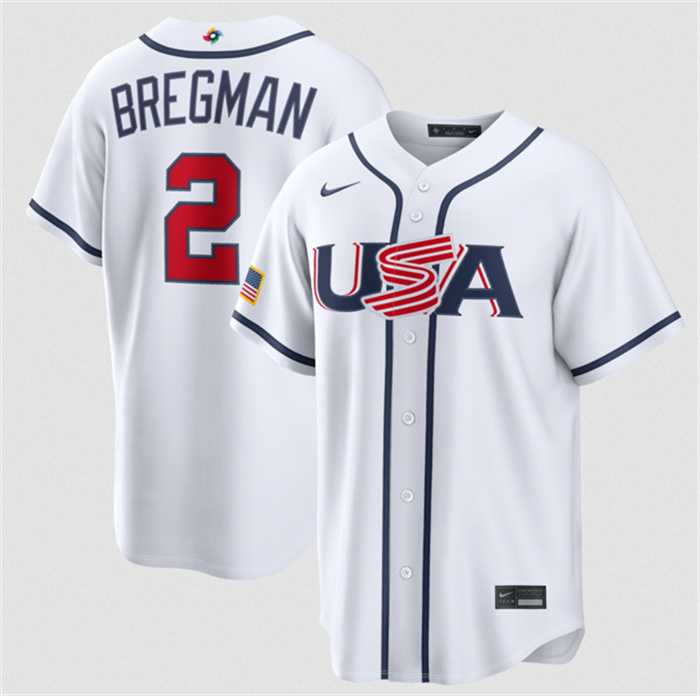 Men's USA Baseball #2 Alex Bregman White 2026 World Baseball Classic Home Stadium Stitched Jersey,We sell and wholesale Men's USA Baseball #2 Alex Bregman White 2026 World Baseball Classic Home Stadium Stitched Jersey on line form chian!