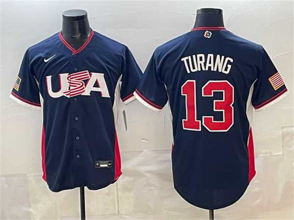 Men's USA Baseball #13 Brice Turang Navy 2026 World Baseball Classic Road Stadium Stitched Jersey,We sell and wholesale Men's USA Baseball #13 Brice Turang Navy 2026 World Baseball Classic Road Stadium Stitched Jersey on line form chian!