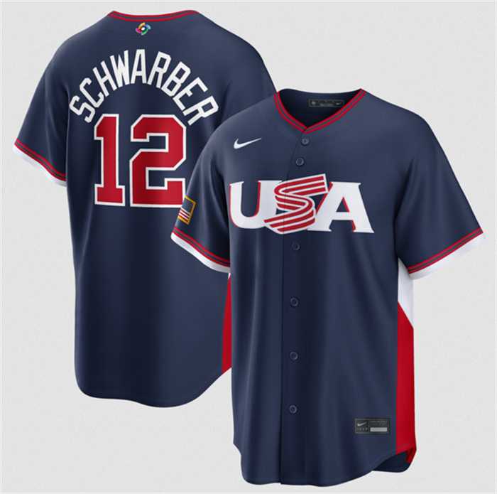 Men's USA Baseball #12 Kyle Schwarber Navy 2026 World Baseball Classic Road Stadium Stitched Jersey,We sell and wholesale Men's USA Baseball #12 Kyle Schwarber Navy 2026 World Baseball Classic Road Stadium Stitched Jersey on line form chian!