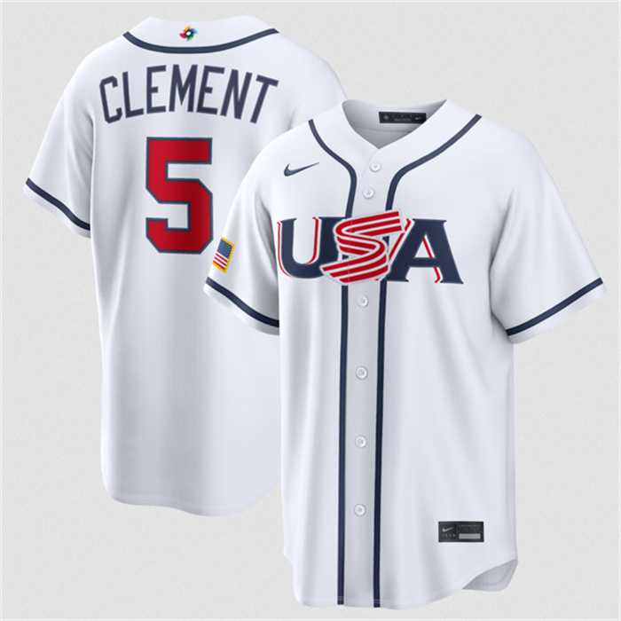 Men's USA Baseball #5 Ernie Clement White 2026 World Baseball Classic Home Stadium Stitched Jersey,We sell and wholesale Men's USA Baseball #5 Ernie Clement White 2026 World Baseball Classic Home Stadium Stitched Jersey on line form chian!