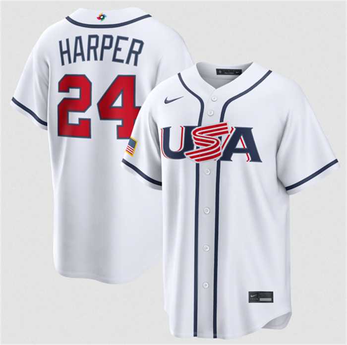 Men's USA Baseball #24 Bryce Harper White 2026 World Baseball Classic Home Stadium Stitched Jersey,We sell and wholesale Men's USA Baseball #24 Bryce Harper White 2026 World Baseball Classic Home Stadium Stitched Jersey on line form chian!