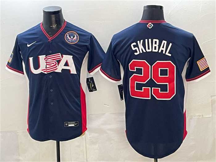 Men's USA Baseball #29 Tarik Skubal Navy 2026 World Baseball Classic United States 250th Anniversary Patch Road Stadium Stitched Jersey,We sell and wholesale Men's USA Baseball #29 Tarik Skubal Navy 2026 World Baseball Classic United States 250th Anniversary Patch Road Stadium Stitched Jersey on line form chian!