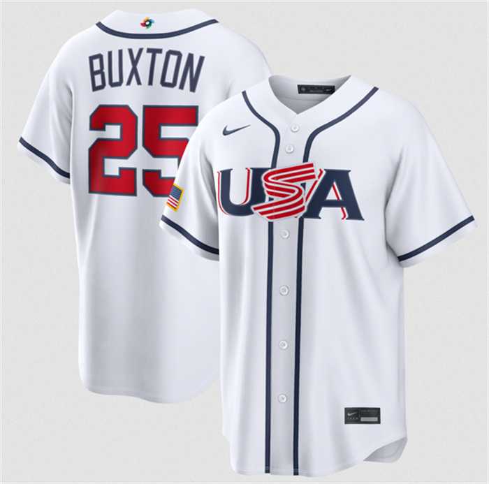 Men's USA Baseball #25 Byron Buxton White 2026 World Baseball Classic Home Stadium Stitched Jersey,We sell and wholesale Men's USA Baseball #25 Byron Buxton White 2026 World Baseball Classic Home Stadium Stitched Jersey on line form chian!