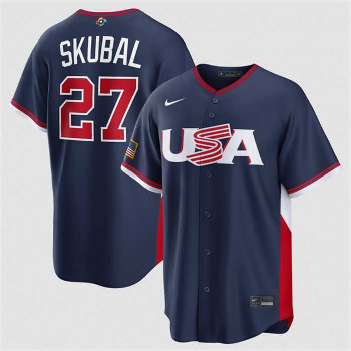 Men's USA Baseball #27 Tarik Skubal Navy 2026 World Baseball Classic Road Stadium Stitched Jersey,We sell and wholesale Men's USA Baseball #27 Tarik Skubal Navy 2026 World Baseball Classic Road Stadium Stitched Jersey on line form chian!