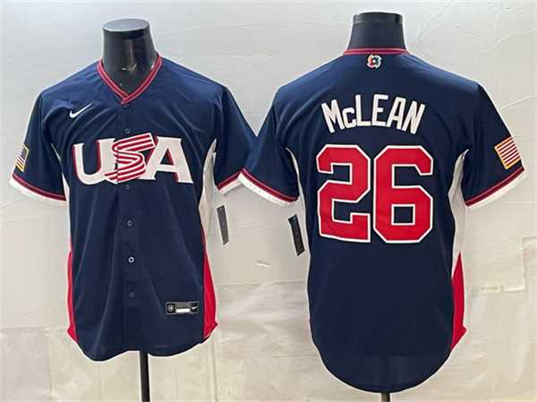 Men's USA Baseball #26 Nolan McLean Navy 2026 World Baseball Classic Road Stadium Stitched Jersey,We sell and wholesale Men's USA Baseball #26 Nolan McLean Navy 2026 World Baseball Classic Road Stadium Stitched Jersey on line form chian!