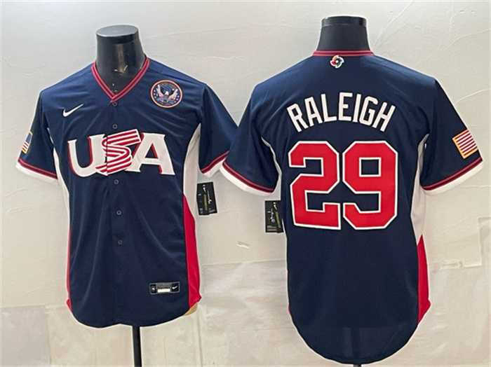 Men's USA Baseball #29 Cal Raleigh Navy 2026 World Baseball Classic United States 250th Anniversary Patch Road Stadium Stitched Jersey,We sell and wholesale Men's USA Baseball #29 Cal Raleigh Navy 2026 World Baseball Classic United States 250th Anniversary Patch Road Stadium Stitched Jersey on line form chian!
