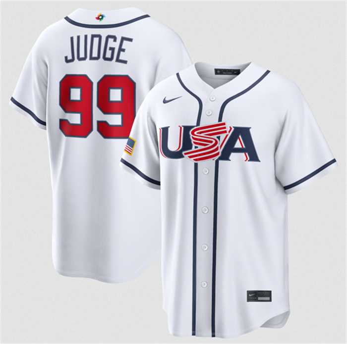 Men's USA Baseball #99 Aaron Judge White 2026 World Baseball Classic Home Stadium Stitched Jersey,We sell and wholesale Men's USA Baseball #99 Aaron Judge White 2026 World Baseball Classic Home Stadium Stitched Jersey on line form chian!