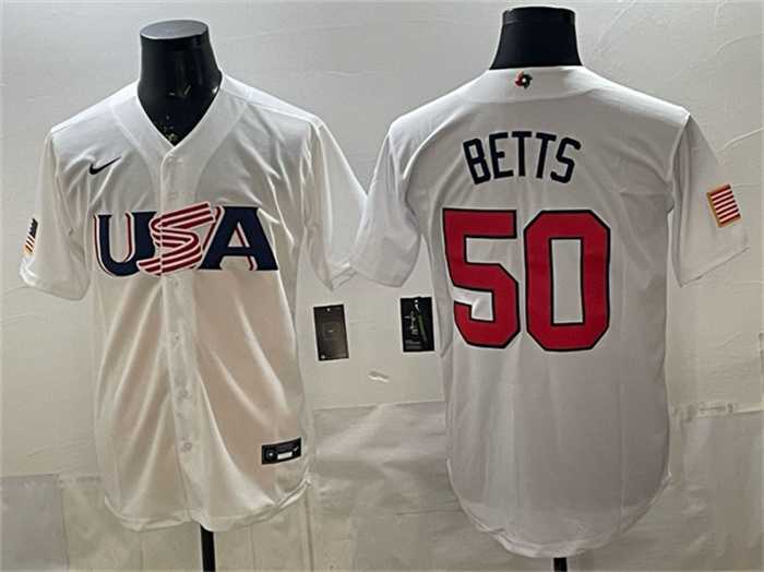 Men's USA Baseball #50 Mookie Betts White World Baseball Classic Stitched Jersey,We sell and wholesale Men's USA Baseball #50 Mookie Betts White World Baseball Classic Stitched Jersey on line form chian!