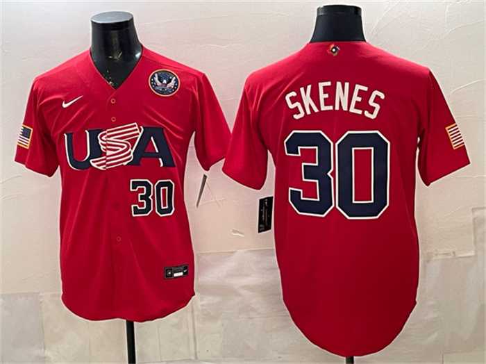 Men's USA Baseball #30 Paul Skenes Red 2026 World Baseball Classic United States 250th Anniversary Patch Stadium Stitched Jersey,We sell and wholesale Men's USA Baseball #30 Paul Skenes Red 2026 World Baseball Classic United States 250th Anniversary Patch Stadium Stitched Jersey on line form chian!