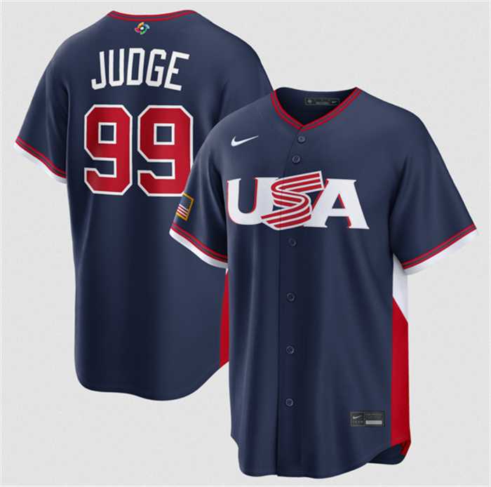 Men's USA Baseball #99 Aaron Judge Navy 2026 World Baseball Classic Road Stadium Stitched Jersey,We sell and wholesale Men's USA Baseball #99 Aaron Judge Navy 2026 World Baseball Classic Road Stadium Stitched Jersey on line form chian!