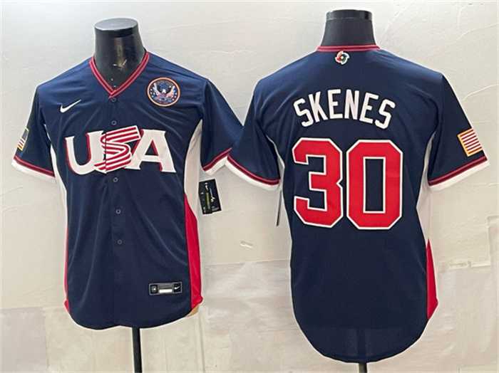 Men's USA Baseball #30 Paul Skenes Navy 2026 World Baseball Classic United States 250th Anniversary Patch Road Stadium Stitched Jersey,We sell and wholesale Men's USA Baseball #30 Paul Skenes Navy 2026 World Baseball Classic United States 250th Anniversary Patch Road Stadium Stitched Jersey on line form chian!