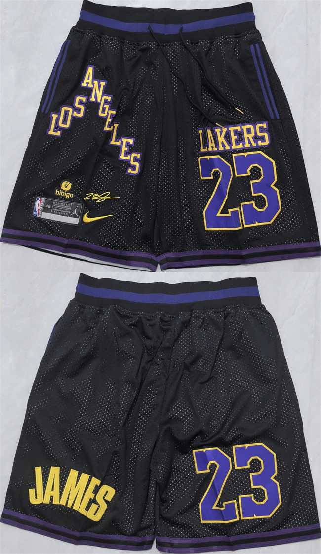 Los Angeles Lakers #23 LeBron James Black 2025 Shorts (Run Small),We sell and wholesale Los Angeles Lakers #23 LeBron James Black 2025 Shorts (Run Small) on line form chian!