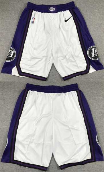 Los Angeles Lakers White Purple Shorts (Run Small),We sell and wholesale Los Angeles Lakers White Purple Shorts (Run Small) on line form chian!