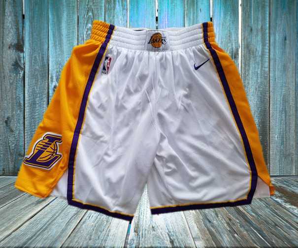 Los Angeles Lakers White Nike Swingman Shorts (Run Small),We sell and wholesale Los Angeles Lakers White Nike Swingman Shorts (Run Small) on line form chian!