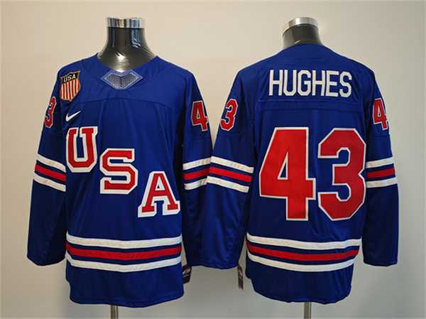 Men's USA #43 Quinn Hughes Royal 2025-2026 Stitched Jersey,We sell and wholesale Men's USA #43 Quinn Hughes Royal 2025-2026 Stitched Jersey on line form chian!