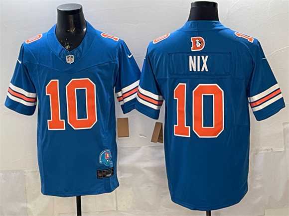 Men's Denver Broncos #10 Bo Nix Blue F.U.S.E. With Patch Throwback Vapor Limited Stitched Jersey,We sell and wholesale Men's Denver Broncos #10 Bo Nix Blue F.U.S.E. With Patch Throwback Vapor Limited Stitched Jersey on line form chian!