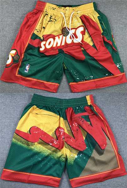 Oklahoma City Thunder Green Yellow Red SuperSonics Shorts (Run Small),We sell and wholesale Oklahoma City Thunder Green Yellow Red SuperSonics Shorts (Run Small) on line form chian!