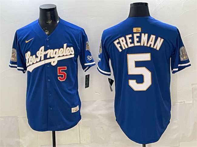Men's Los Angeles Dodgers #5 Freddie Freeman Royal 2026 Gold Collection 9x & B2B Champs Patch Stitched Jersey Dzhi,We sell and wholesale Men's Los Angeles Dodgers #5 Freddie Freeman Royal 2026 Gold Collection 9x & B2B Champs Patch Stitched Jersey Dzhi on line form chian!