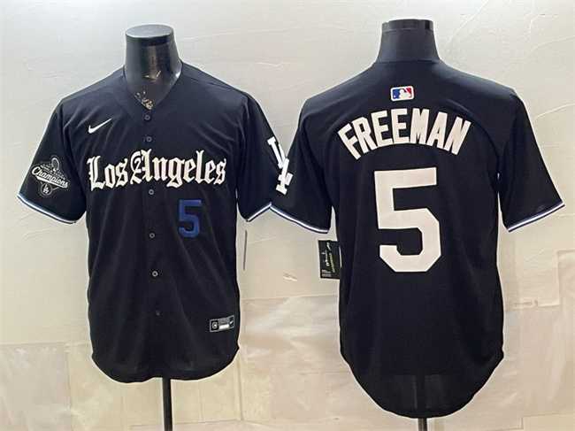 Men's Los Angeles Dodgers #5 Freddie Freeman Black 2025 World Series Champions Patch 'Gothic Edition' Vapor Premier Limited Stitched Jersey Dzhi,We sell and wholesale Men's Los Angeles Dodgers #5 Freddie Freeman Black 2025 World Series Champions Patch 'Gothic Edition' Vapor Premier Limited Stitched Jersey Dzhi on line form chian!