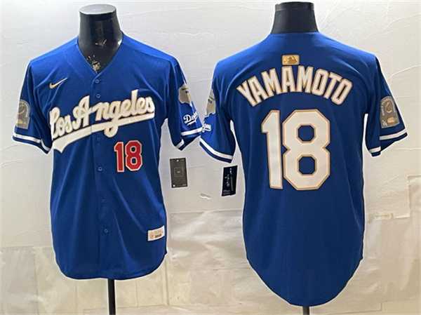 Men's Los Angeles Dodgers #18 Yoshinobu Yamamoto Royal 2026 Gold Collection 9x & B2B Champs Patch Stitched Jersey Dzhi,We sell and wholesale Men's Los Angeles Dodgers #18 Yoshinobu Yamamoto Royal 2026 Gold Collection 9x & B2B Champs Patch Stitched Jersey Dzhi on line form chian!