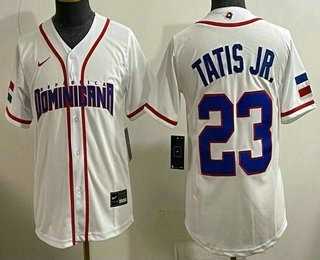Women's Dominican #23 Fernando Tatis Jr White 2026 World Classic Cool Base Jersey,We sell and wholesale Women's Dominican #23 Fernando Tatis Jr White 2026 World Classic Cool Base Jersey on line form chian!